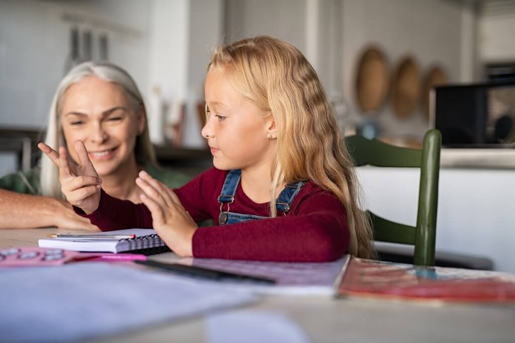 young girl counting