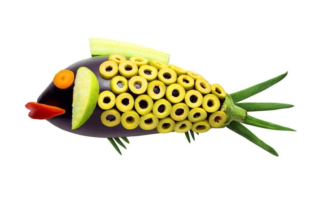 a fish made out of vegetable
