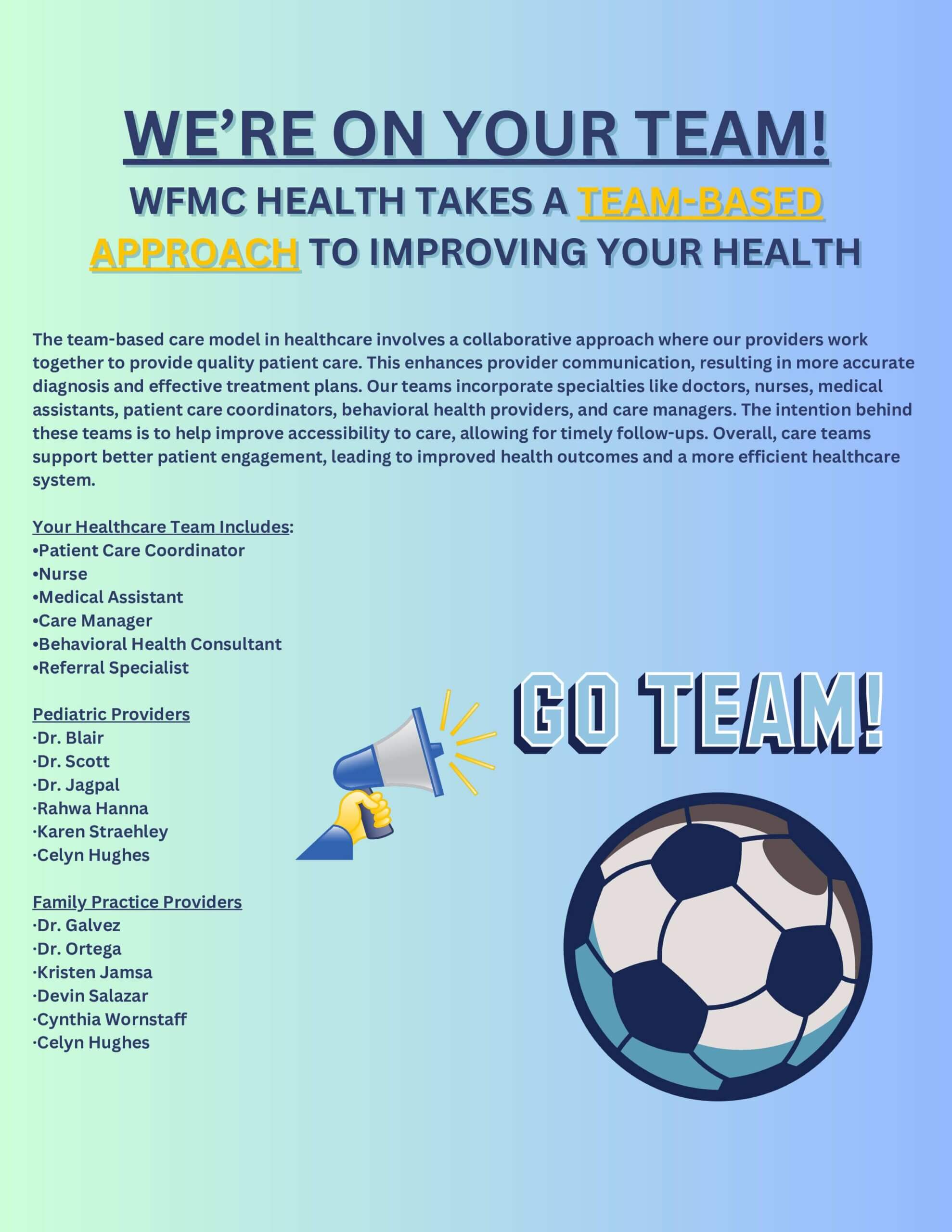 WFMC Health Team Based Care Model Flyer English No.2